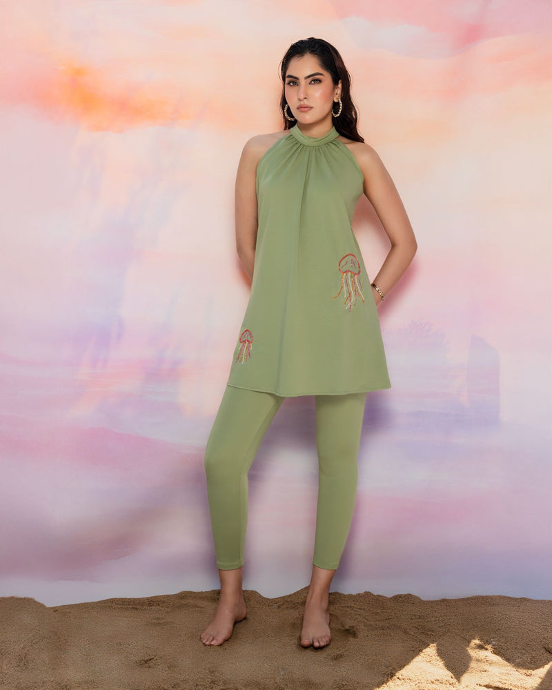 Moss Halter Swim-Dress