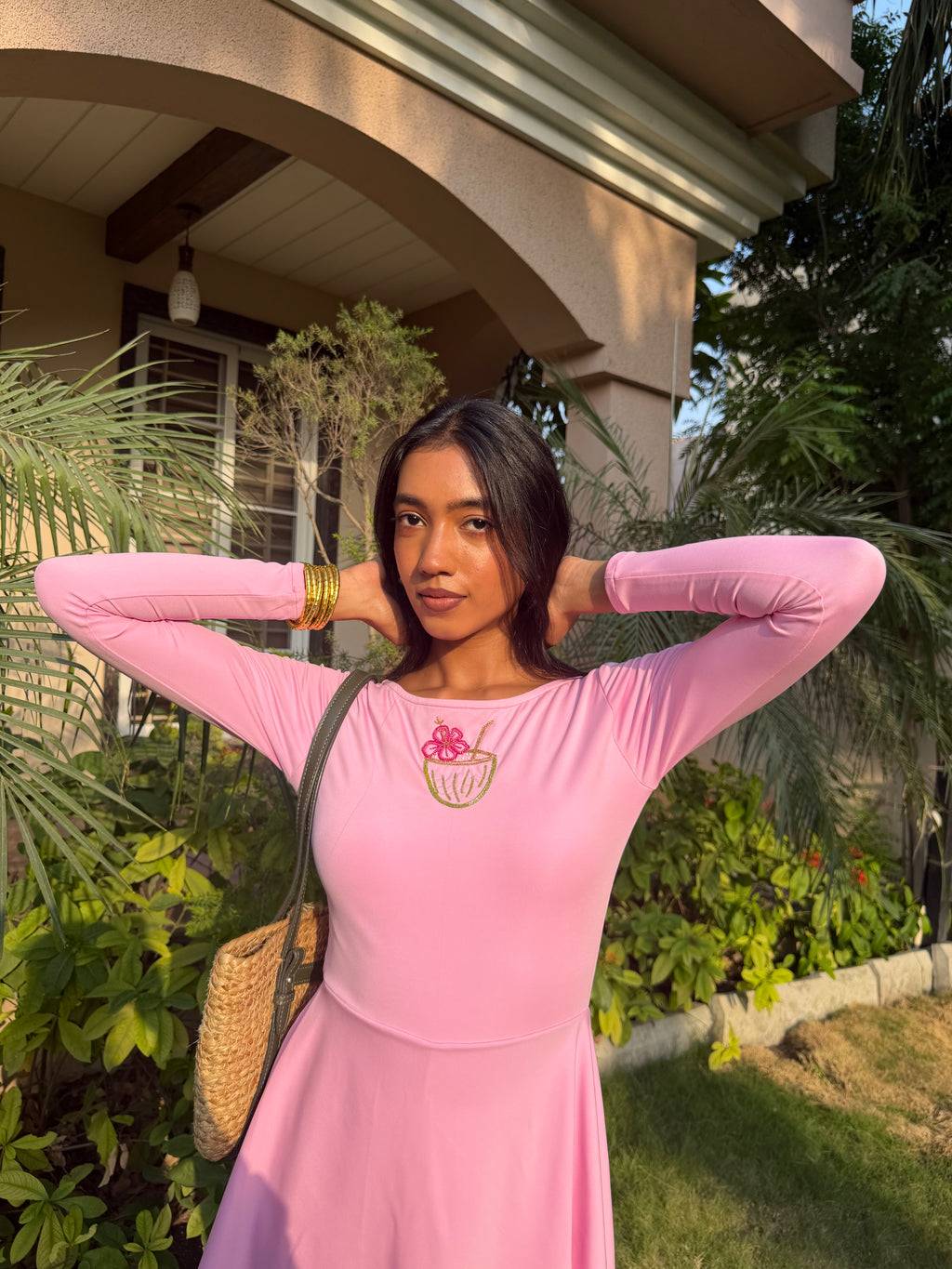 Sea Spurrey Full-Sleeve Padded Swim Dress