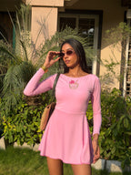 Sea Spurrey Full-Sleeve Padded Swim Dress