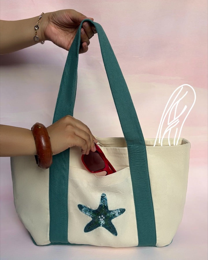 Island Days Blue Sea Star tote